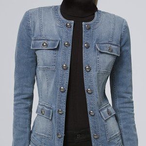 WHBM EVERYDAY SOFT DENIM MILITARY JACKET 4 PETITE